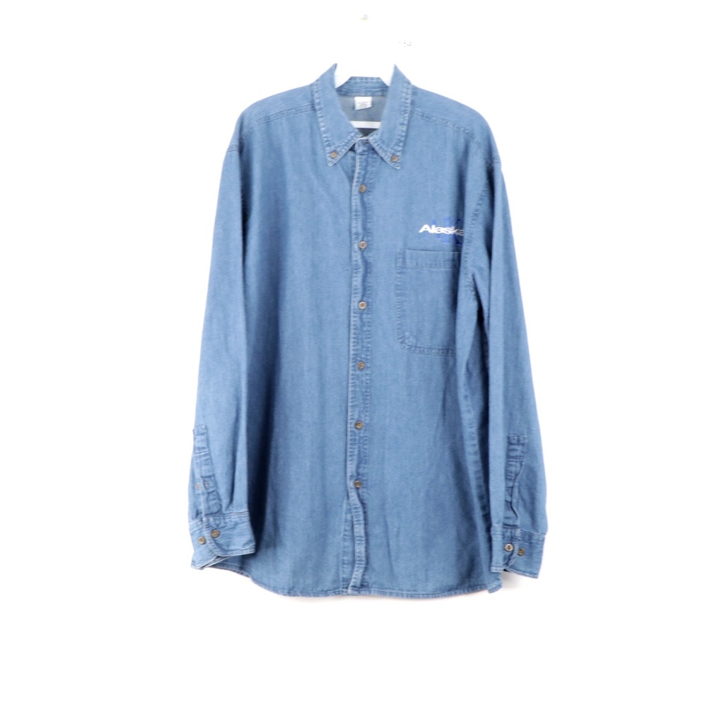 Vintage 90s Streetwear Alaska Denim Shirt Blue